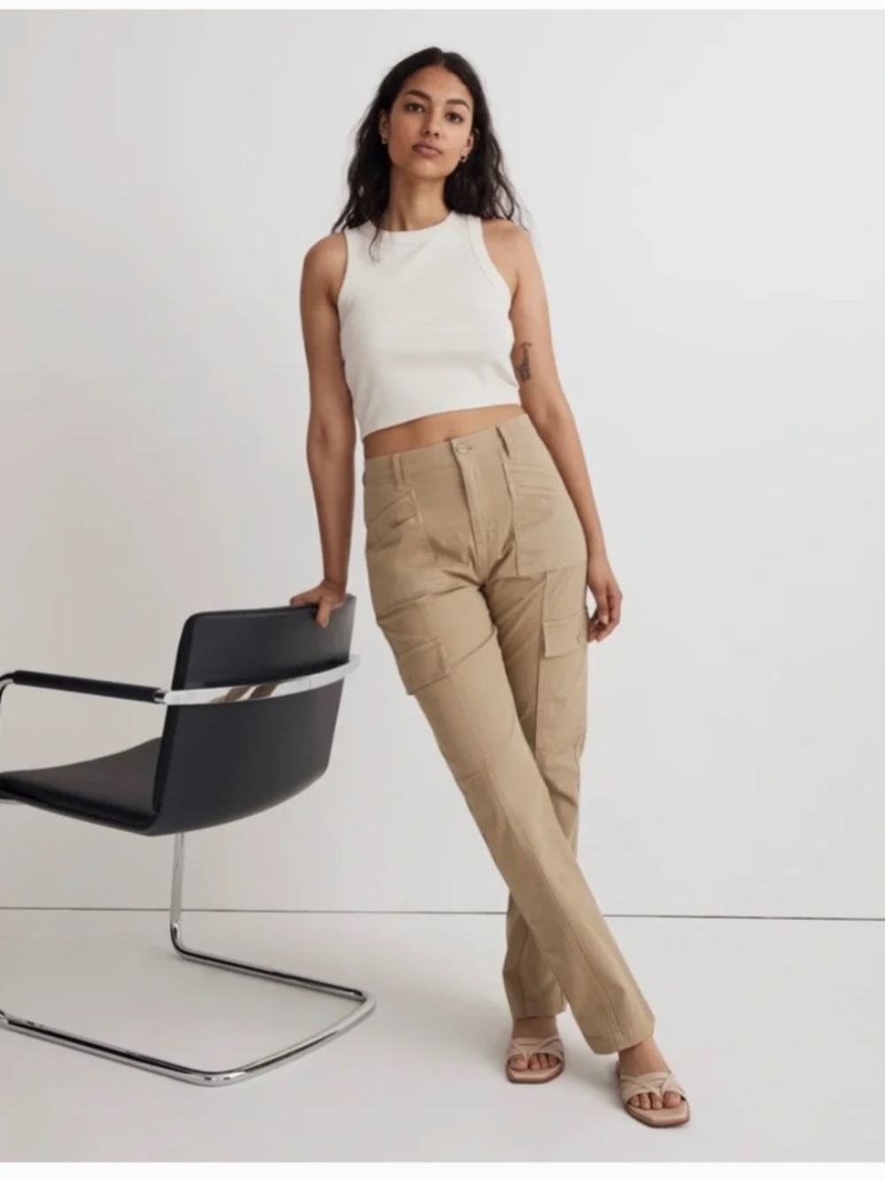 Madewell The Garment-Dyed '90s High Waist Straight Utility Cargo Pant Size 27